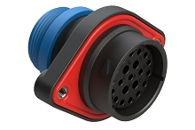 AHDP02-24-21SR-STA  21 Position Panel Mount Receptacle, Socket, Shell Size 24, Reduced Diameter Seal (Blue), Small Thread Adapter