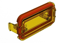 AIPXE-23X325BP-E016  Blank Header Plate, Snap-In Interface, Amber, Ultem®.  Use with Armor IPX™ PCB Small Enclosures