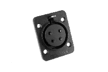 AP-6-21  6 Pole Female Loudspeaker Chassis Mount, Thermoplastic Shell, Rectangular Flange, Black Finish