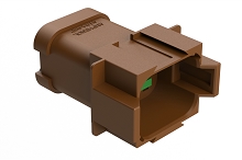 AT04-08PC-SSBRN  8-Way Receptacle, Male Connector with C Position Key and Extended Shroud and Solid Rear Grommet and Endcap, brown