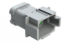 AT04-08PC-SSGRY  8-Way Receptacle, Male Connector with C Position Key and Extended Shroud and Solid Rear Grommet and Endcap, Grey