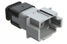 AT04-08PD-SRGRY  8 position pin receptacle key position D, with strain relief endcap, grey
