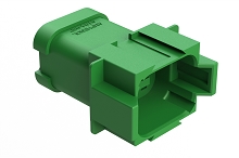 AT04-08PD-SSGRN  8-Way Receptacle, Male Connector with D Position Key and Extended Shroud and Solid Rear Grommet and Endcap, Green
