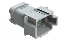 AT04-08PD-SSGRY  8-Way Receptacle, Male Connector with D Position Key and Extended Shroud and Solid Rear Grommet and Endcap, Grey
