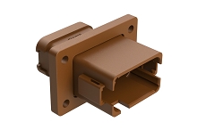 AT04-12PD-BL05  12 Position Receptacle Flange Mount Connector, Pin, Brown, Keyed C, Enhanced Key, with Endcap. Comparable to PN# DT04-12PD-BL05