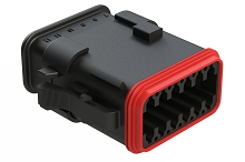 AT06-12SC-SRBK  12-Way Plug Female Connector with Strain Relief Endcap, Standard Seal, C Position Key, Black