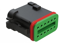 AT06-12SC-SSBLK  12-Way Plug, Female Connector with C Position Key and Solid Rear Grommet and Endcap, Wedgelock included, Black
