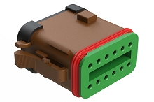 AT06-12SC-SSBRN  12-Way Plug, Female Connector with C Position Key and Solid Rear Grommet and Endcap, Wedgelock included, Brown