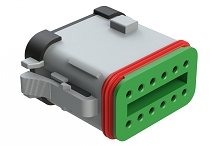 AT06-12SC-SSGRY  12-Way Plug, Female Connector with C Position Key and Solid Rear Grommet and Endcap, Wedgelock included, Grey