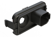 AT13-6P-SBH01-M12RA01  6 Position PCB Receptacle Header, M12 Panel Mount, Right Angle, Size 16 Pin Contacts,, Gold/Tin Plating, Black.  Use with Armor IPX™ Small Enclosures, AT Connectors
