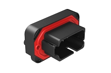 AT15-1612PB-BM04  13 Position PCB Receptacle with Flange,  Tin Plated,  Self-Threading, Gasket, Potted, Black