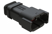 ATM04-08PB-SR1BK  8-Way Receptacle, Male Connector with B Position Key with Strain Relief. Comparable to PN# DTM04-08PB-E007