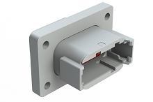 ATM04-12PA-PM02  12 Position Panel Mount Receptacle with Flange, Pin, Gasket, Keyed A, Reduced Diameter Rear Seal, Grey