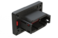 ATM04-12PB-PM31  112 Position Panel Mount Receptacle, Pin, Front Mount, 4 Hole Flange, Keyed B, Black.  Comparable to PN# 1-2303064-2