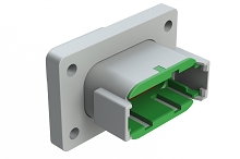 ATM04-12PC-PM02  12 Position Panel Mount Receptacle with Flange, Pin, Gasket, Keyed C, Reduced Diameter Rear Seal, Green