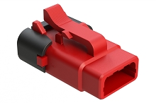 ATM06-3S-SF01RED  3 Position Plug, Socket, Snap-Fit End Cap, Red