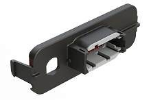 ATM13-12PA-FAKRA-1  12 Position PCB Receptacle Header, FAKRA Panel Mount, Right Angle, Size 20 Pin Contacts, Keyed A, Gold/Tin Plating, Black.  Use with Armor IPX™ Enclosures, ATM Connectors