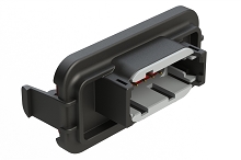 ATM13-12PA-SBH01  12 Position PCB Receptacle Header, Flange Mount, Right Angle, Size 20 Pin Contacts, Keyed A, Gold/Tin Plating, Black.  Use with Armor IPX™ Small Enclosures, ATM Connectors