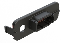 ATM13-12PB-FAKRA-1  12 Position PCB Receptacle Header, FAKRA Panel Mount, Right Angle, Size 20 Pin Contacts, Keyed B, Gold/Tin Plating, Black.  Use with Armor IPX™ Enclosures, ATM Connectors