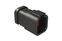 ATP04-6P-MM01BK  6-Way Receptacle, Male Connector with End Cap, Reduced Diameter Seal, Black