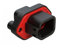 ATP04-6P-PM12BK  6 Position Panel Mount Receptacle with Flange, Pin, with Gasket, Reduced Diameter Seal, Self Tapping, BlackATP04-6P-PM12