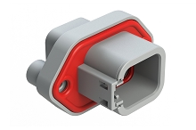 ATP04-6P-PM12  6 Position Panel Mount Receptacle with Flange, Pin, with Gasket, Reduced Diameter Seal, Self Tapping, GreyATP04-6P-PM12