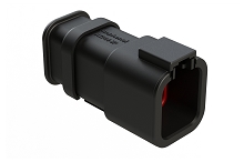 ATP04-6P-SR01BK  6 Position, Receptacle, Pin,  SR01 Strain Relief (Standard Seal), End Cap, Black Body. Requires Wedgelock AWP-6P