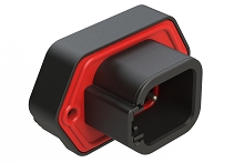 ATP13-6P-BM03BLK  6 Position 90° PCB Flange Mount Receptacle, Pin, Tin Plated, No Potting, Black