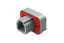 ATP15-2P-BM04GRY  2 Position Straight PCB Flange Mount Receptacle, molded tin pins, potted, Grey