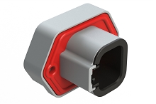 ATP15-4PA-BM01  4 Position PCB Receptacle with Flange, Pin, Gold Plated, Self-Threading, Gasket, Keyed A, Grey