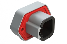 ATP15-4PA-BM03  4 Position PCB Receptacle with Flange, Pin, Tin Plated, Self-Threading, Gasket, Keyed A, Grey