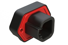 ATP15-4PB-BM03  4 Position PCB Receptacle with Flange, Pin, Tin Plated, Self-Threading, Gasket, Keyed B, Black