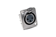 AX3FD-M3  3 Pole XLR Female Chassis Mount, Standard (M3 Threaded Holes), Stamped Contacts, Nickel Finish