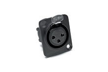 AX3FDB-M3  3 Pole XLR Female Chassis Mount, Standard (M3 Threaded Holes), Stamped Contacts, Black Finish