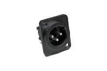 AX3MDB-M3  3 Pole XLR Male Chassis Mount, Standard (M3 Threaded Holes), Machined Contacts, Black Finish