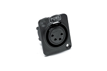 AX4FDVB  4 Pole XLR Female Chassis Mount, Vertical PCB, Machined Contacts, Black Finish