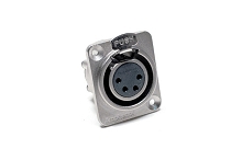 AX4FDV  4 Pole XLR Female Chassis Mount, Vertical PCB, Machined Contacts, Nickel Finish