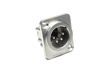 AX4MDV  4 Pole XLR Male Chassis Mount, Vertical PCB, Machined Contacts, Nickel Finish