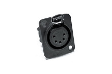 AX5FDB  5 Pole XLR Female Chassis Mount, Standard, Machined Contacts, Black Finish