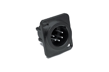 AX5MDVB  5 Pole XLR Male Chassis Mount, Vertical PCB, Machined Contacts, Black Finish
