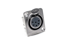 AX6AFD-M3  6A Pole XLR Female Chassis Mount, Standard (M3 Threaded Holes), Machined Contacts, Nickel Finish