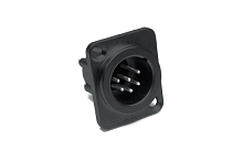 AX6AMDB-AU  6A Pole XLR Male Chassis Mount, Gold Plated Machined Contacts, Black Finish
