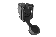 AXS3FP1  3 Pole Female Receptacle Chassis Mount with Protective Cap, IP65, Solder Bucket, For 1.5mm to 2.0mm Panel Thickness. Comparable to PN# NC3FDX-TOP