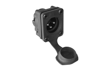 AXS3MP2H  3 Pole Horizontal Male Plug PCB Mount with Protective Cap, IP65, For 2.0mm to 3.0mm Panel Thickness