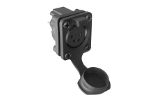 XS4FP2V  4 Pole Vertical Female Receptacle PCB Mount with Protective Cap, IP65, For 2.0mm to 3.0mm Panel Thickness