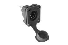AXS4MP1V  4 Pole Vertical Male Plug PCB Mount with Protective Cap, IP65, For 1.5mm to 2.0mm Panel Thickness