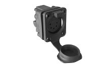 AXS5FP2H  5 Pole Horizontal Female Receptacle PCB Mount with Protective Cap, IP65, For 2.0mm to 3.0mm Panel Thickness
