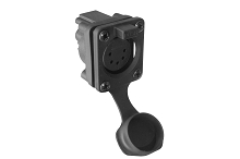 AXS5FP2  5 Pole Female Receptacle Chassis Mount with Protective Cap, IP65, Solder Bucket, For 2.0mm to 3.0mm Panel Thickness. Comparable to PN# NC5FDX-TOP