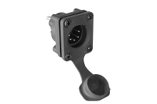 AXS5MP1  5 Pole Male Plug Chassis Mount with Protective Cap, IP65, Solder Bucket, For 1.5mm to 2.0mm Panel Thickness. Comparable to PN# NC5MDX-TOP