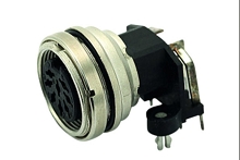 C091 51G008 250 2 - M16 PCB mounting female receptacle with ring nut. 8 contacts, gold plated.  Contacts included.